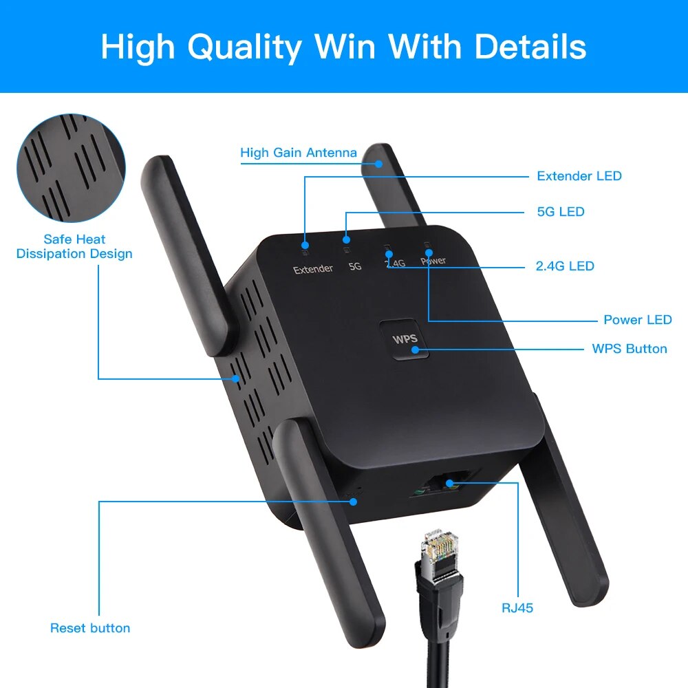 Repeater WiFi 1200Mbps 2.4GHz/ - Wifi Range Extender ulasan dan harga